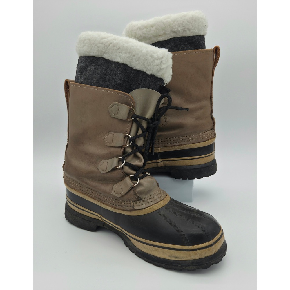 Sorel Caribou Mens NM8040-170 Brown Leather Waterproof Winter Snow Boots Size 10